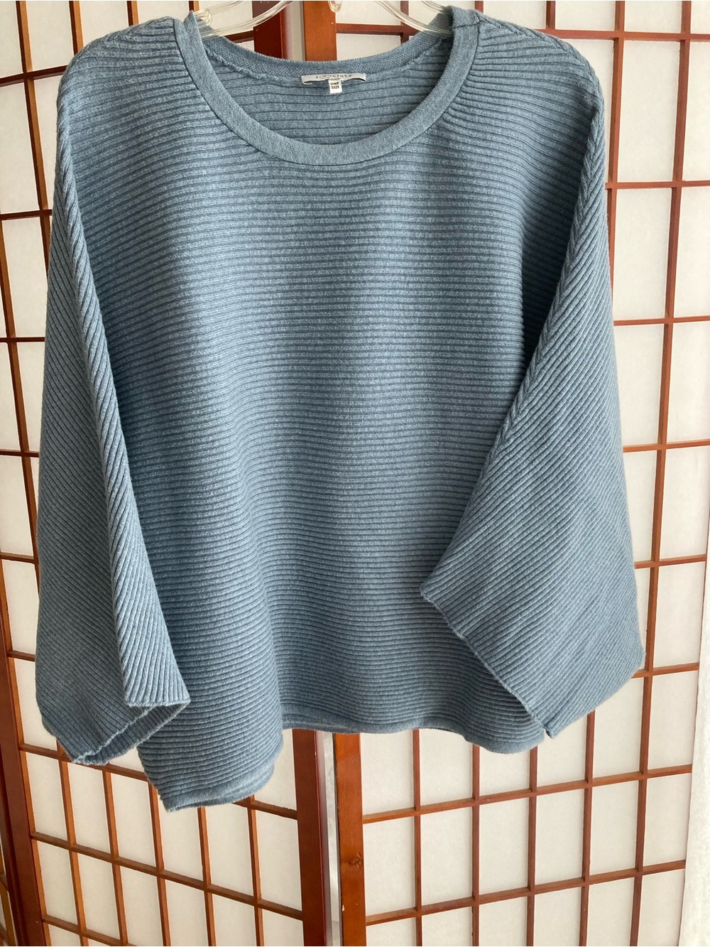 Society Light Blue Ribbed Knit Top